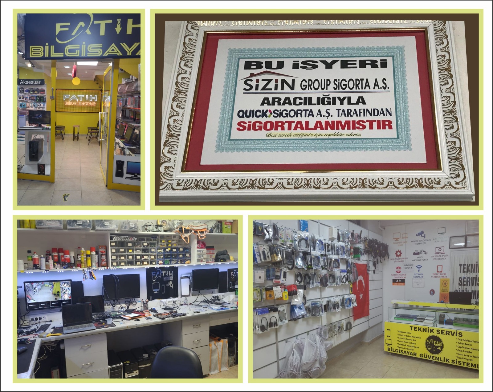 Fatih bilgisayar Sizin Group Sigorta aş aracılığıyla Quick sigorta aş trafaında teminat altına alınmıştır.